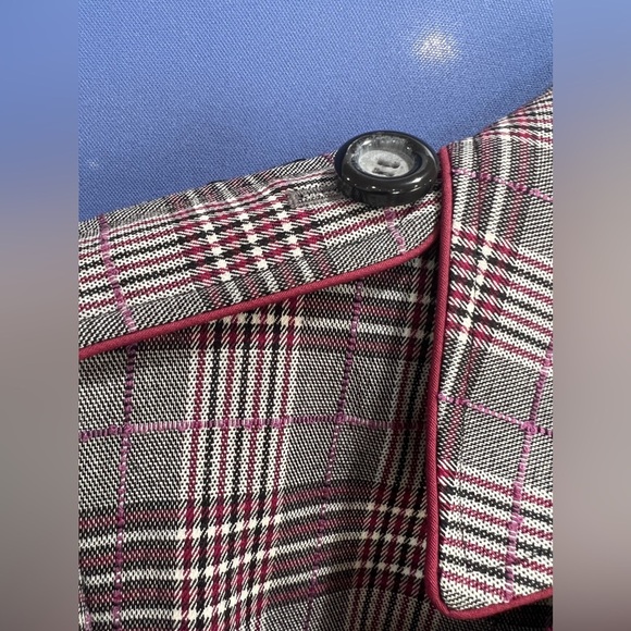 ANNE KLEIN A/LINE PLAID TRENCH COAT - Picture 7 of 9